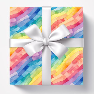 Rainbow Stripes Watercolor Abstract Wrapping Paper