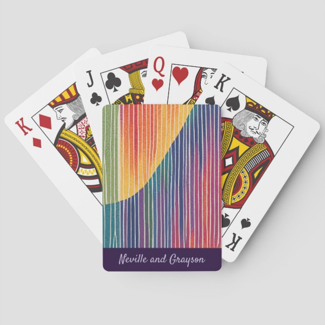 Rainbow Stripes with Wave Playing Cards (Back)