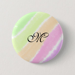 Rainbow stripeswatercolor lines add your monogram 6 cm round badge