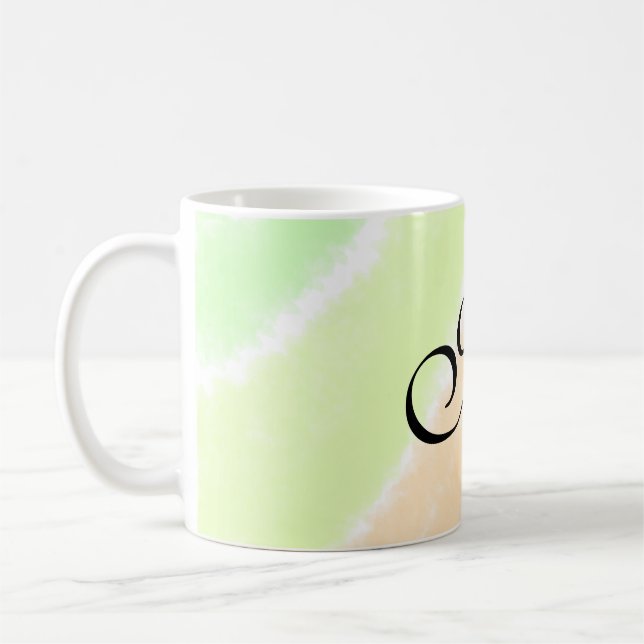 Rainbow stripeswatercolor lines add your monogram  coffee mug (Left)