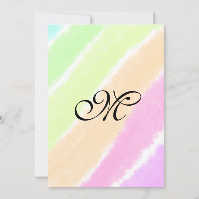Rainbow stripeswatercolor lines add your monogram  invitation (Front)