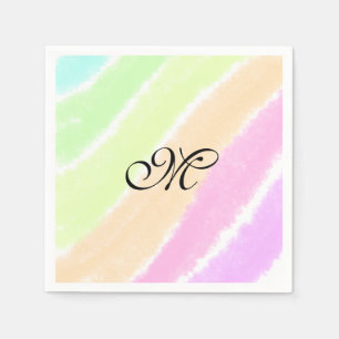 Rainbow stripeswatercolor lines add your monogram napkin