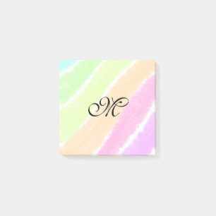 Rainbow stripeswatercolor lines add your monogram post-it notes