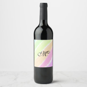 Rainbow stripeswatercolor lines add your monogram wine label