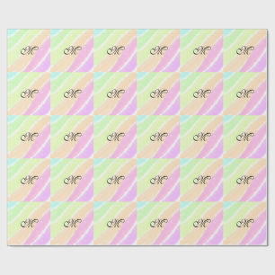 Rainbow stripeswatercolor lines add your monogram  wrapping paper