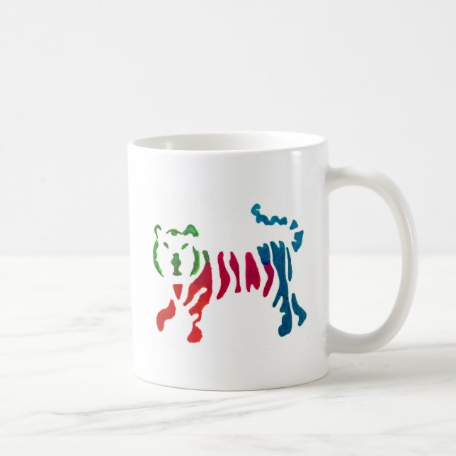 Rainbow stripey tiger art coffee mug (Right)