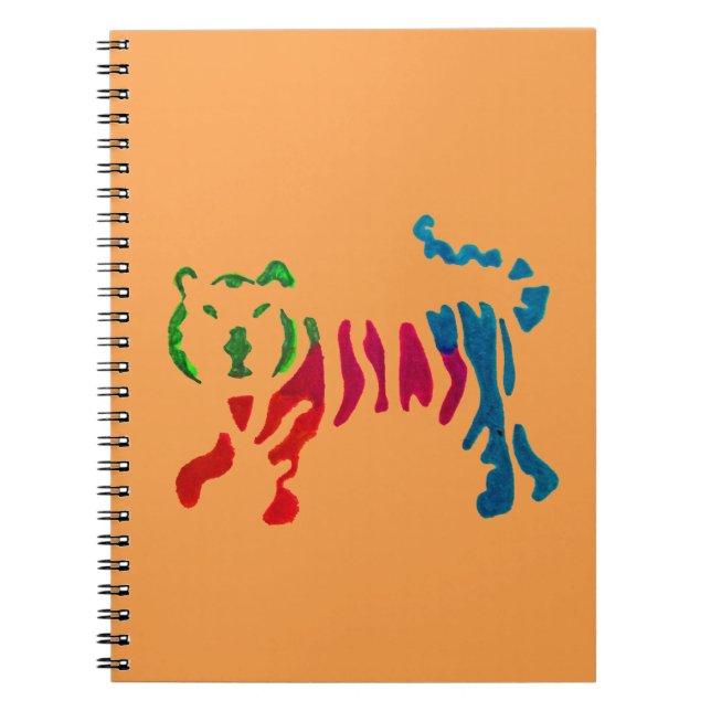 Rainbow stripey tiger art notebook (Front)