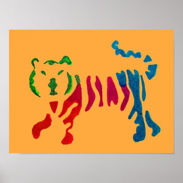 Rainbow stripey tiger art poster (Front)