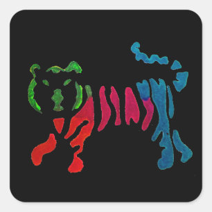 Rainbow stripey tiger art square sticker