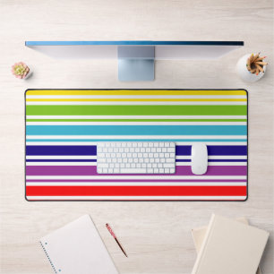 Rainbow Strips Background Desk Mat
