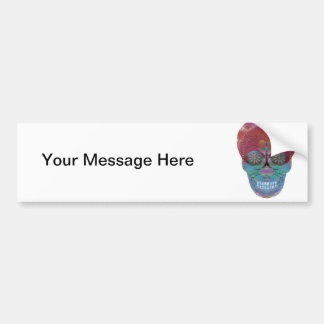 Rainbow sugar skull with tree of life and hearts bumper sticker