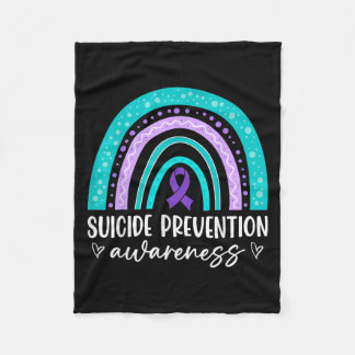 Rainbow Suicide Prevention Awareness Teal & Pu Fleece Blanket
