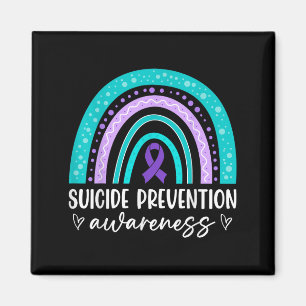 Rainbow Suicide Prevention Awareness Teal & Pu Magnet