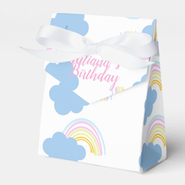 Rainbow Summer Clouds Pastel Scribble Doodle    Favour Box (Front Side)
