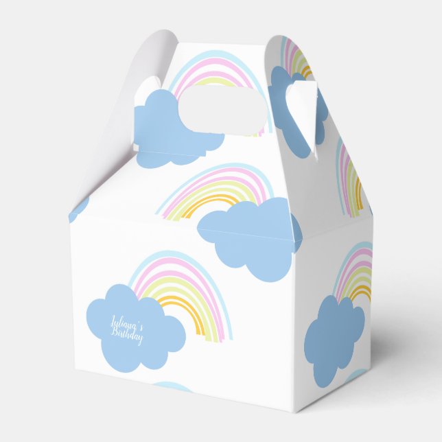 Rainbow Summer Clouds Pastel Scribble Doodle    Favour Box (Front Side)