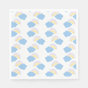 Rainbow Summer Clouds Pastel Scribble Doodle Napkin