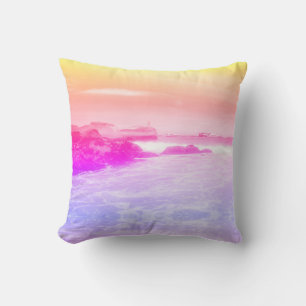 Rainbow Summer Sea Beach View Cushion Pillow