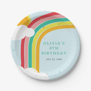 Rainbow, Sun and Clouds Kid's birthday party  Paper Plate