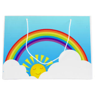 Rainbow sun and clouds large gift bag