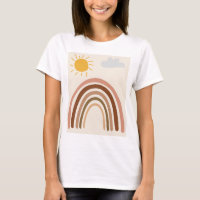 Rainbow Sun Cloud, Kids Drawing, Boho Abstract Art