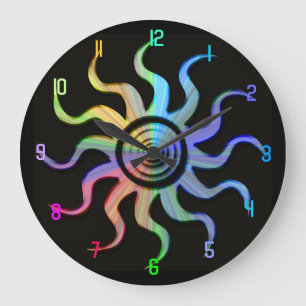 Rainbow Sun Wavy Rays Design Clock