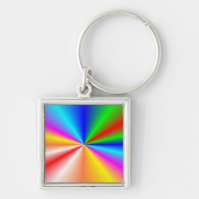 Rainbow "sunburst" background key ring (Front)