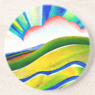 Rainbow Sunburst Landscape Coaster