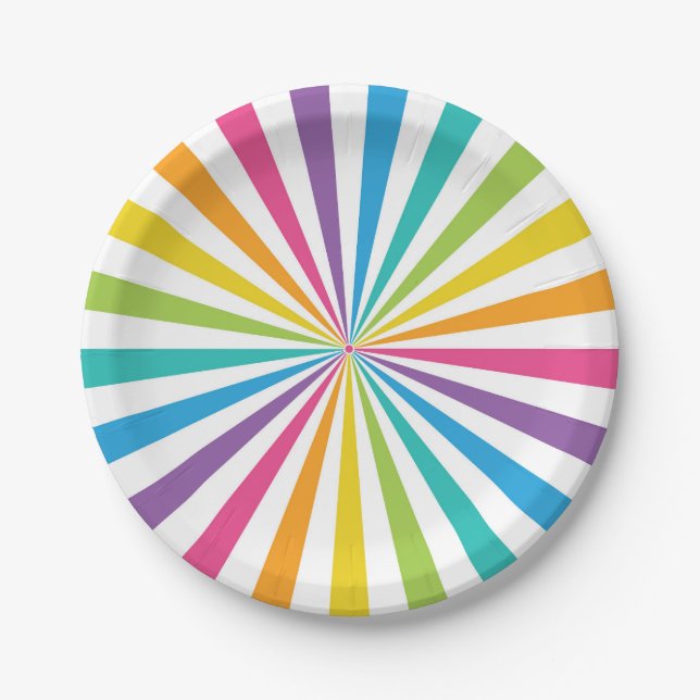 Rainbow Sunburst Paper Plate (Front)