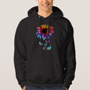 Rainbow Sunflower Be Kind Women Girls Autism Aware Hoodie