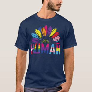 Rainbow Sunflower, LGBTQIA+ Human, Equality Flag T-Shirt