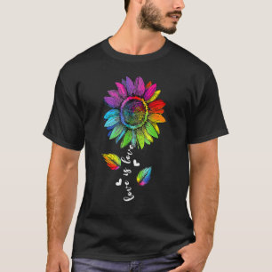 Rainbow Sunflower Love Is Love Lgb Gay Lesbian Pri T-Shirt