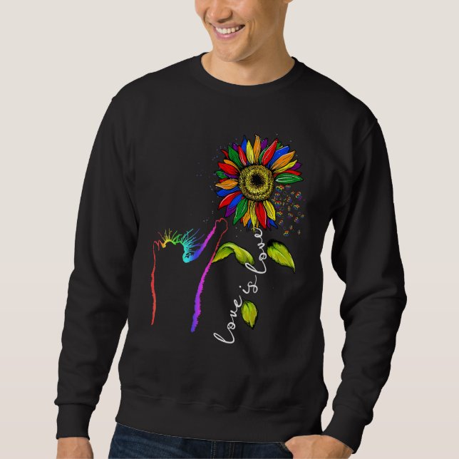 Rainbow Sunflower Love Is Love Lgbt Gay Lesbian Pr Sweatshirt (Front)