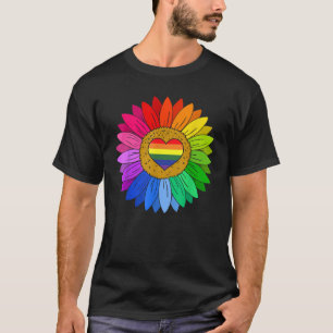 Rainbow Sunflower Love Is Love LGBT Gay Lesbian Pr T-Shirt