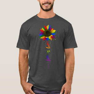 Rainbow Sunflower Love Is Love LGBT Gay Lesbian Pr T-Shirt