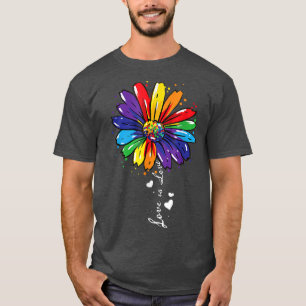 Rainbow Sunflower Love Is Love LGBT Gay Lesbian Pr T-Shirt
