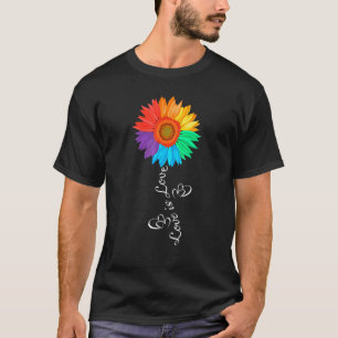 Rainbow Sunflower Love Is Love LGBT Gay Lesbian Pr T-Shirt
