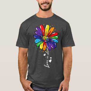 Rainbow Sunflower Love Is Love LGBT Gay Lesbian Pr T-Shirt