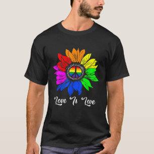 Rainbow Sunflower Love Is Love Lgbt Gay Lesbian Pr T-Shirt