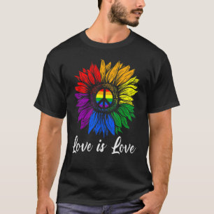Rainbow Sunflower Love Is Love Lgbt Gay Lesbian Pr T-Shirt