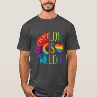Rainbow Sunflower Love Is Love LGBT Gay Pride frie T-Shirt