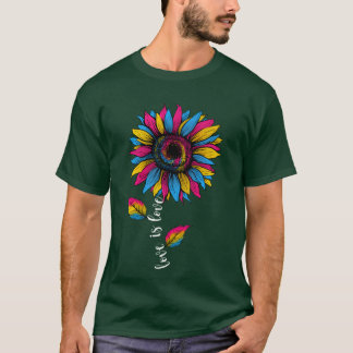Rainbow Sunflower Love Is Love LGBT Pride friends T-Shirt
