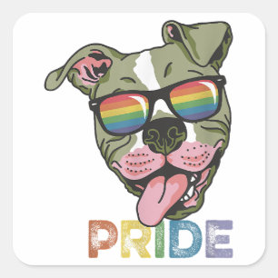 Rainbow Sunglasses Dog LGBT Gay Pride Flag  Copy Square Sticker