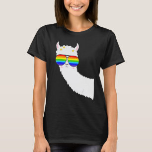 Rainbow Sunglasses LGBTQ Llama Alpaca Boy Girl K T-Shirt