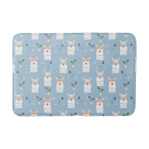 Rainbow Sunglasses Llama Pattern Bath Mat