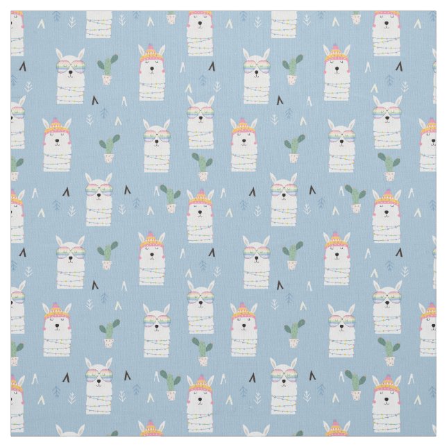 Rainbow Sunglasses Llama Pattern Fabric (Swatch)