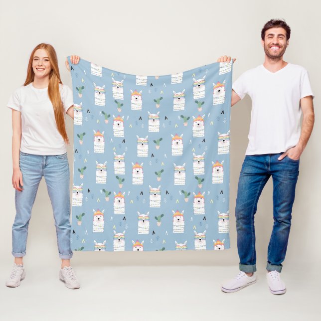 Rainbow Sunglasses Llama Pattern Fleece Blanket (In Situ)