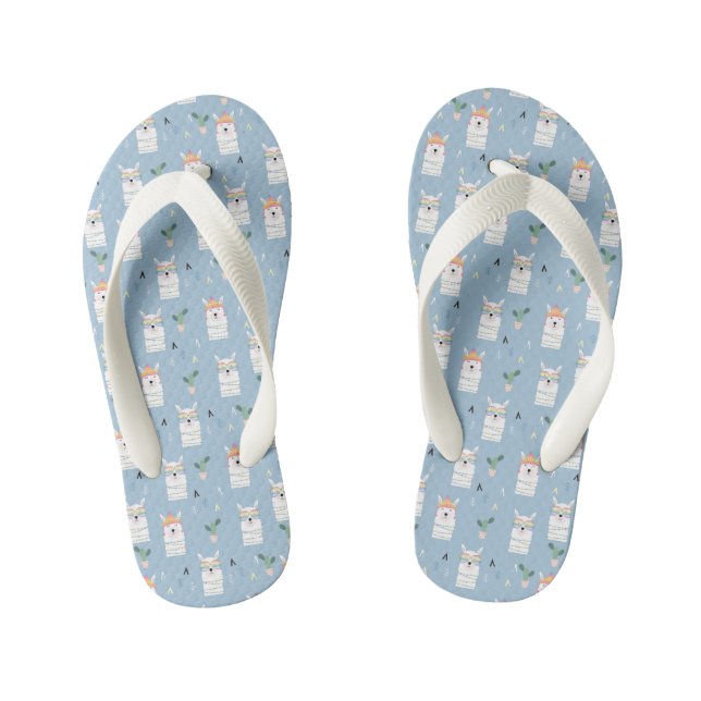Rainbow Sunglasses Llama Pattern Kid's Thongs (Footbed)