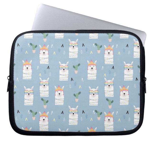 Rainbow Sunglasses Llama Pattern Laptop Sleeve (Front)