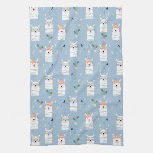 Rainbow Sunglasses Llama Pattern Tea Towel