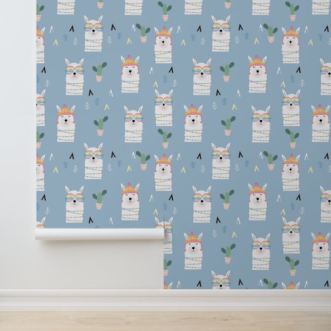 Rainbow Sunglasses Llama Pattern Wallpaper (Application)